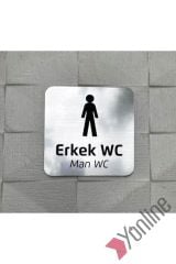 Metalik Gümüş Erkek WC Levhası