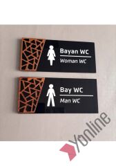 Ahşap Detaylı Parlak Siyah WC Levhası