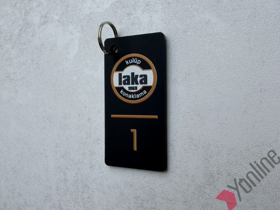 Mat Siyah Logolu Otel Anahtarlığı