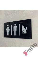 Aynalı Kadın - Erkek - Evcil Hayvan WC Levhası