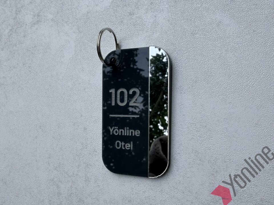 Gümüş Kenarlı Antrasit Otel Anahtarlığı