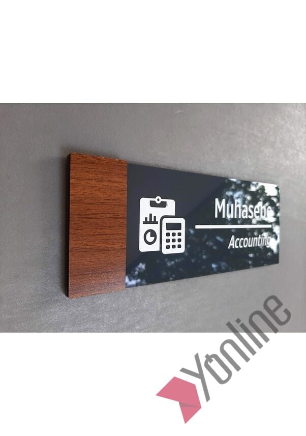 Wooden Serisi Muhasebe Kapı İsimliği