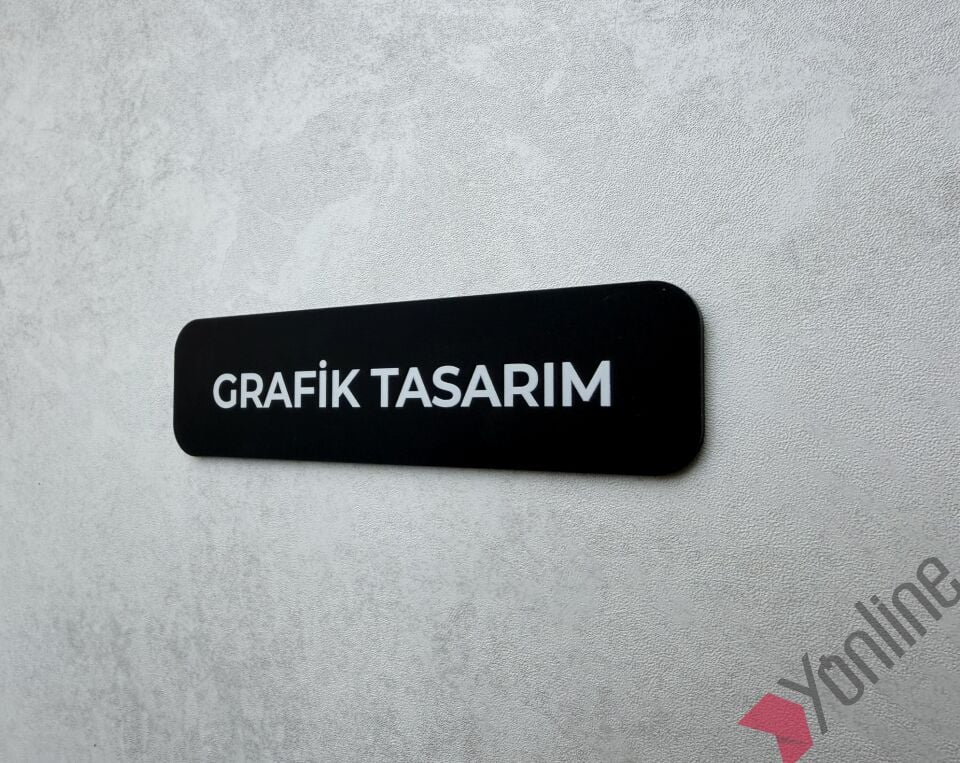 Minimal Mat Siyah Kapı İsimliği