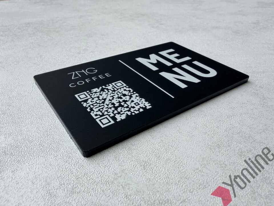 Masaüstü Yapışkanlı Pleksi QR Karekod Menü