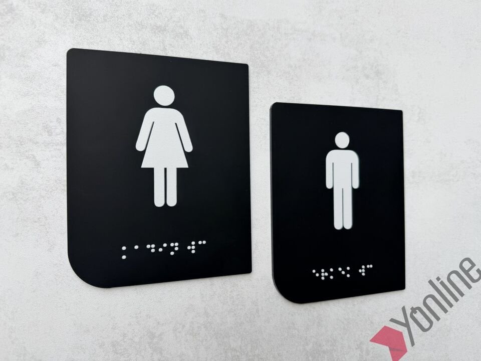 Mat Siyah Braille Alfabeli WC Levhası