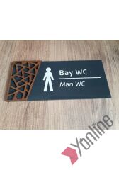 Ahşap Detaylı Pleksi WC Levhası