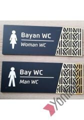 Altın Kabartmalı Antrasit WC Levhası