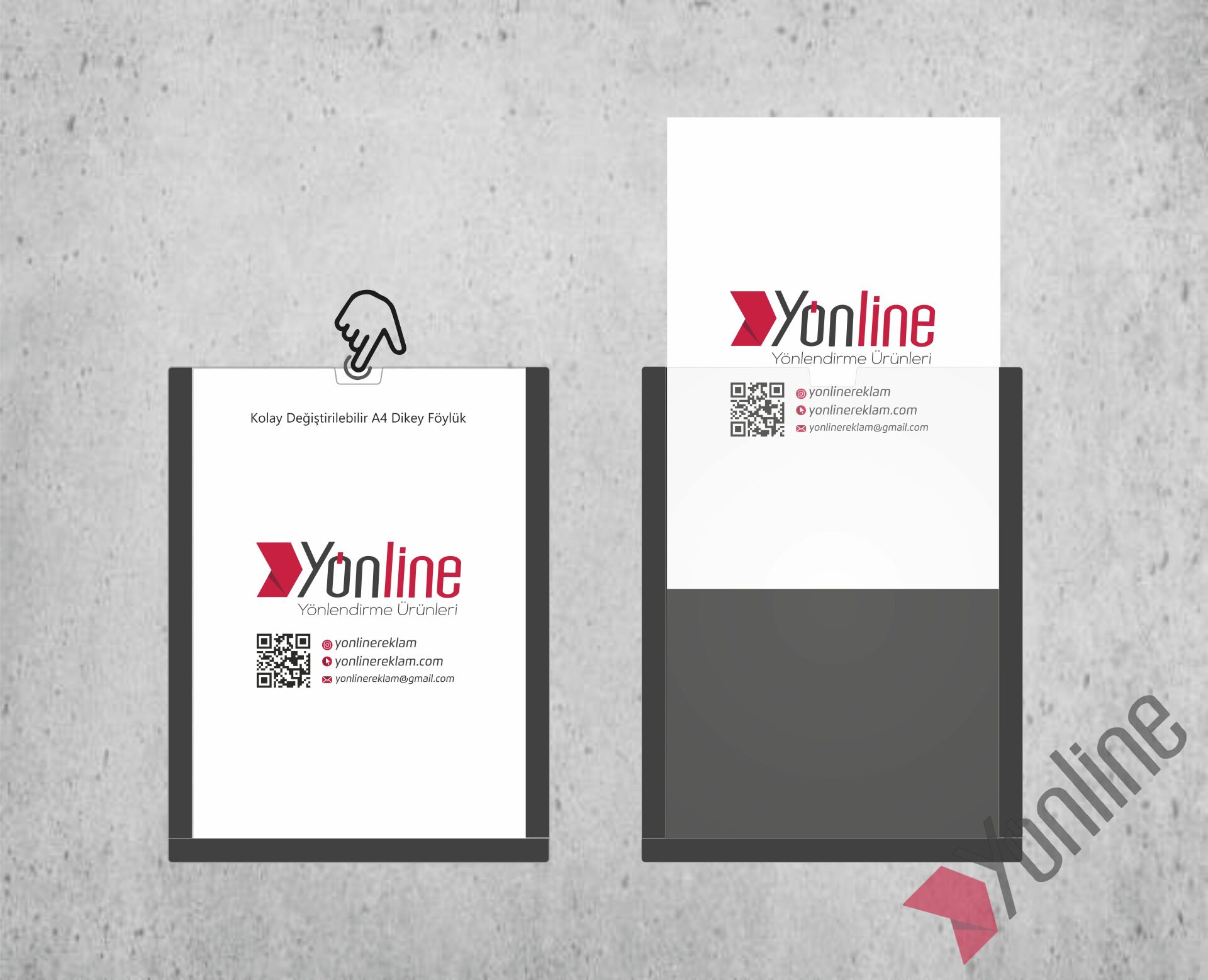 A4 Dikey Kolay Değiştirilebilir Kapı ve Duvar Tipi Föylük Pano