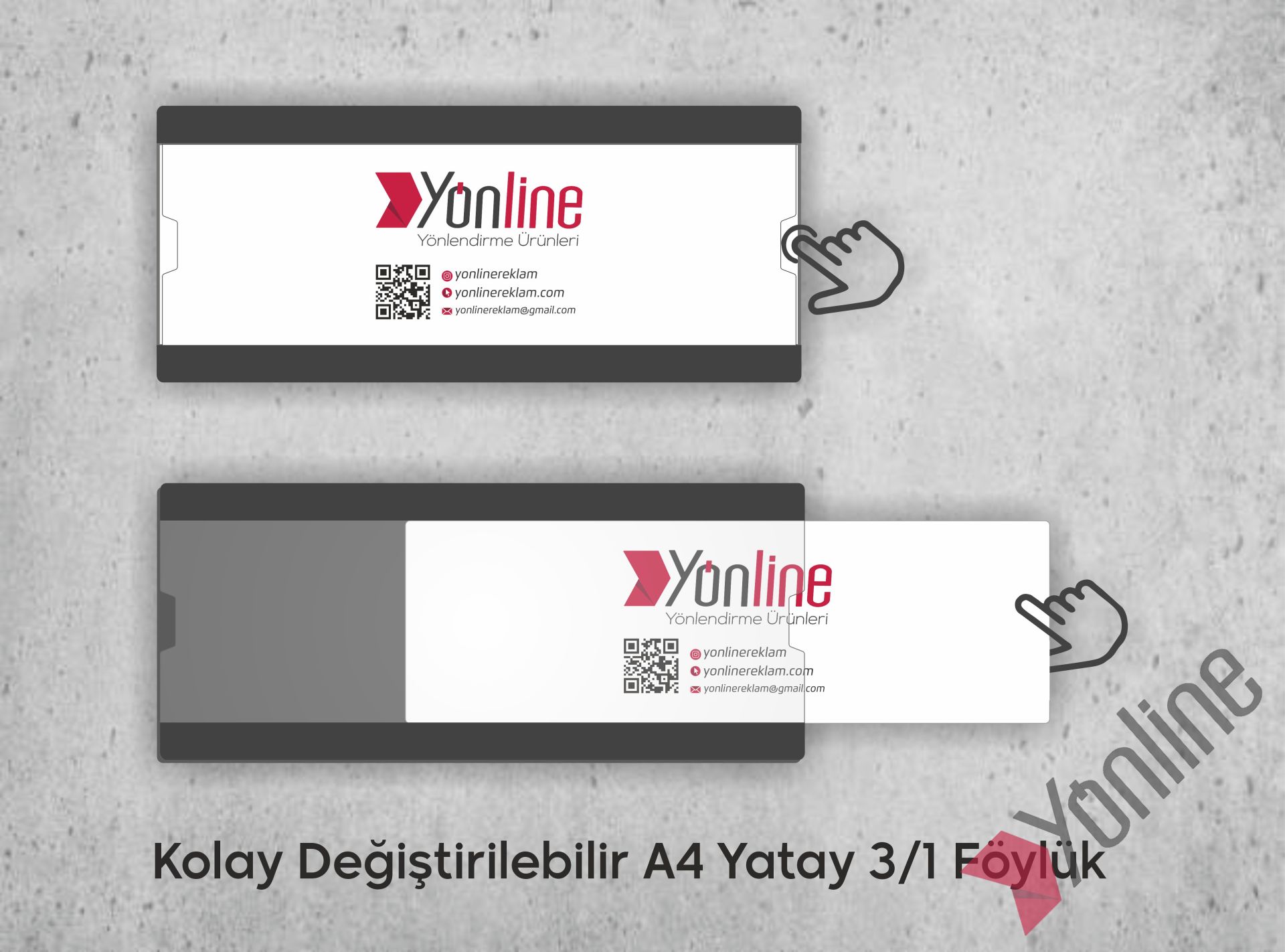 Kapı ve Duvar Tipi Kolay Değiştirilebilir A4 1/3 Föylük