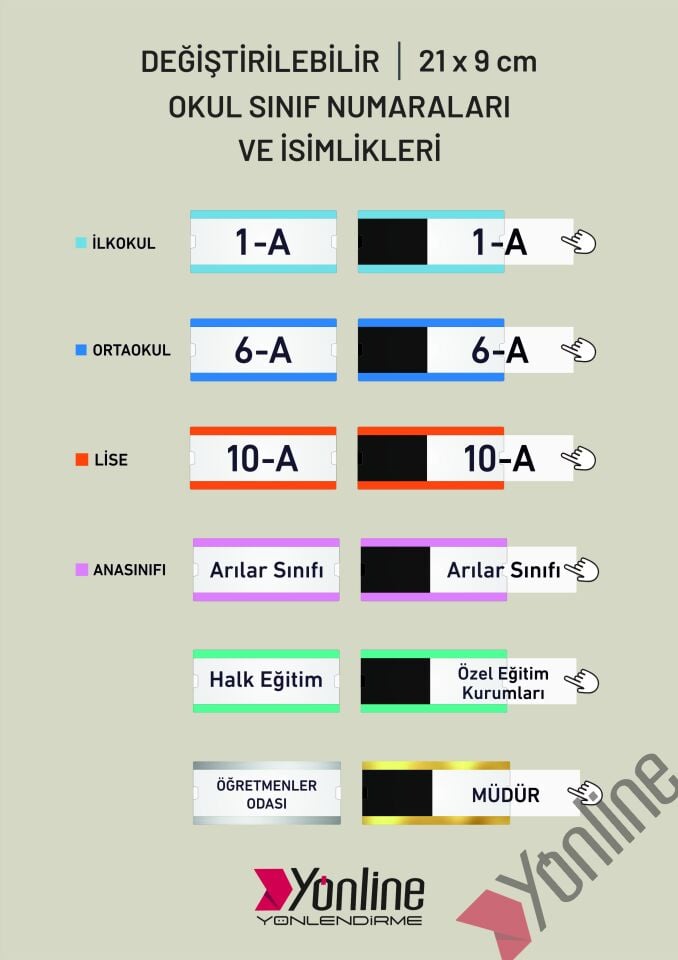 Okullara Özel Kampanya 10'lu Paket Değiştirilebilir Okul Sınıf Kapı İsimliği