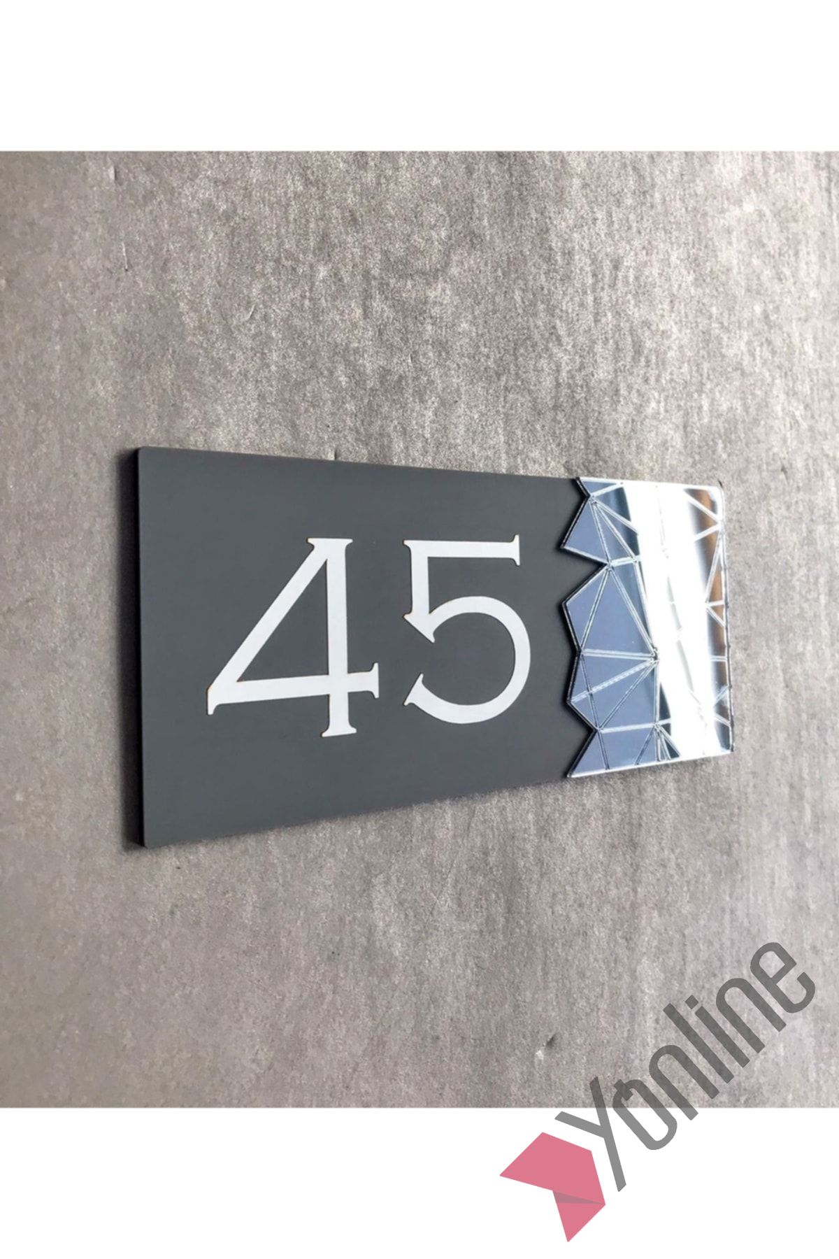 Füme Aynalı Antrasit Kapı Numarası