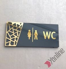 Altın Detaylı Antrasit WC Levhası
