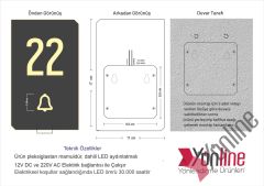 Diamond Fenomen Serisi Zil Butonlu Işıklı Kapı Numarası