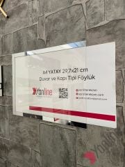 A4 Yatay Kolay Değiştirilebilir Kapı ve Duvar Tipi Föylük Pano