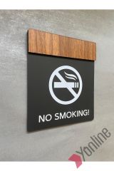 Ahşap Detaylı No Smoking Uyarı Levhası