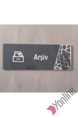 Gümüş Detaylı Arşiv Kapı İsimliği
