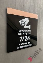 Pembe Altın Aynalı Güvenlik Kamerası Uyarı Levhası