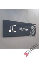Gümüş Detaylı Mutfak Kapı İsimliği