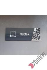 Gümüş Detaylı Mutfak Kapı İsimliği