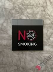 Füme Aynalı Siyah No Smoking Uyarı Levhası