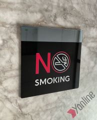 Füme Aynalı Siyah No Smoking Uyarı Levhası