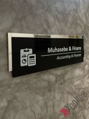 Gümüş Aynalı Siyah Muhasebe & Finans Kapı İsimliği