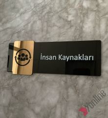 Bronz Aynalı Siyah İnsan Kaynakları Kapı İsimliği