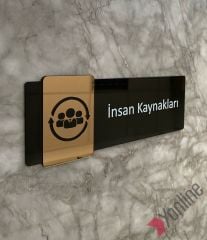 Bronz Aynalı Siyah İnsan Kaynakları Kapı İsimliği