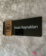Bronz Aynalı Siyah İnsan Kaynakları Kapı İsimliği