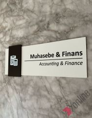 Siyah Detaylı Beyaz Muhasebe & Finans Kapı İsimliği