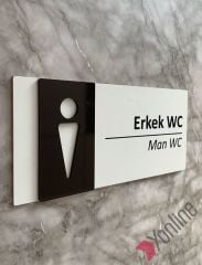 Siyah Detaylı Beyaz WC Levhası