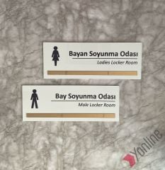Bronz Aynalı Beyaz Soyunma Odası Kapı İsimliği