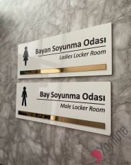 Bronz Aynalı Beyaz Soyunma Odası Kapı İsimliği