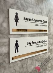 Bronz Aynalı Beyaz Soyunma Odası Kapı İsimliği