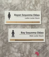 Bronz Aynalı Beyaz Soyunma Odası Kapı İsimliği