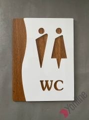 Ahşap Detaylı Beyaz WC Levhası