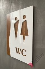 Ahşap Detaylı Beyaz WC Levhası