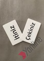 Beyaz Minimal İtiniz-Çekiniz Uyarı Levhası