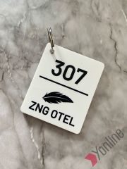 Kişiselleştirilebilir Beyaz Otel Oda Anahtarlığı