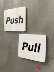 Beyaz Minimal Push-Pull Uyarı Levhası