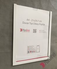 A4 Dikey Kolay Değiştirilebilir Beyaz Kapı ve Duvar Tipi Föylük Pano