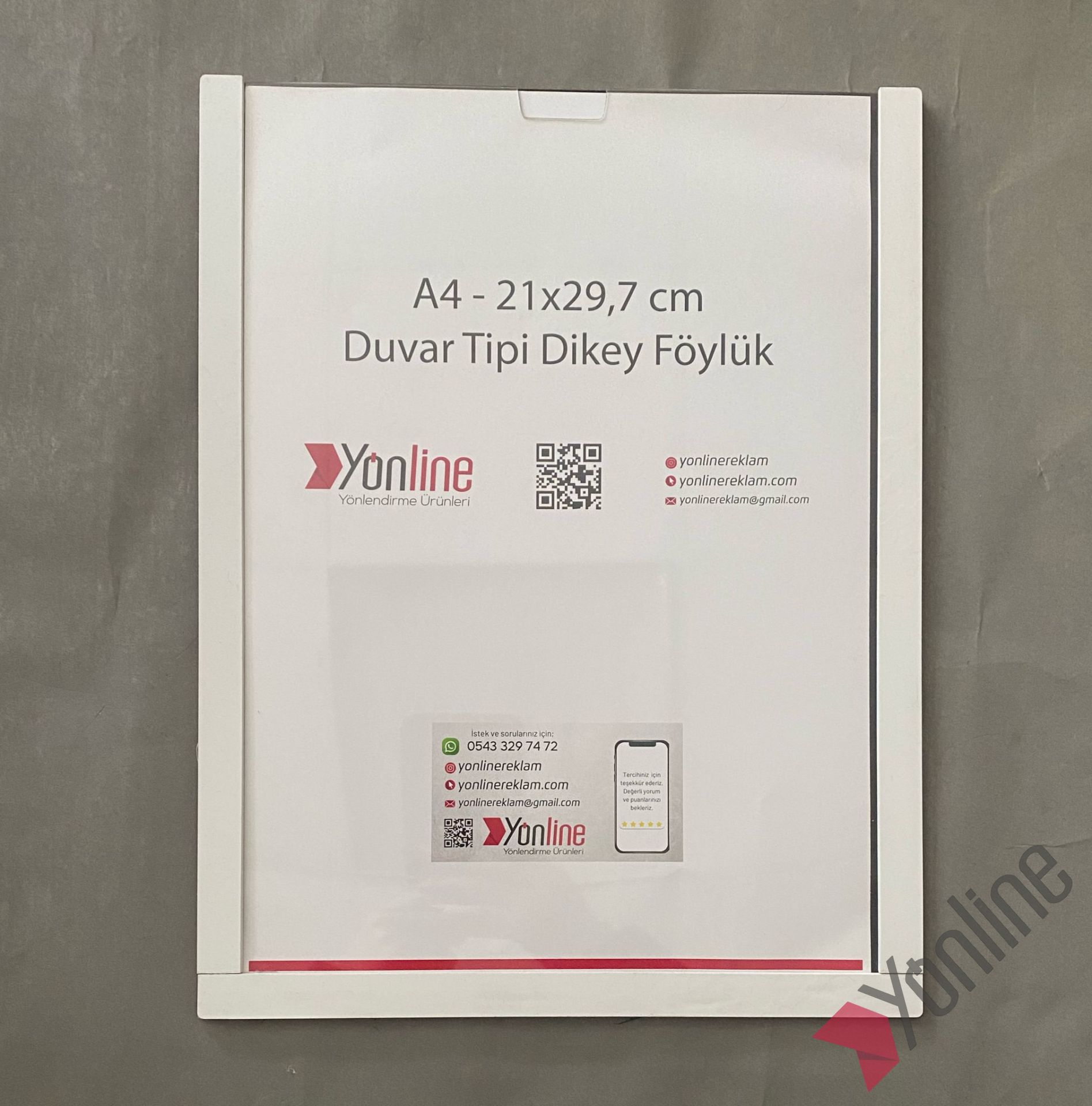 A4 Dikey Kolay Değiştirilebilir Beyaz Kapı ve Duvar Tipi Föylük Pano