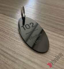 Minimal Oval Siyah Otel Oda Anahtarlığı