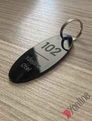 Minimal Oval Siyah Otel Oda Anahtarlığı