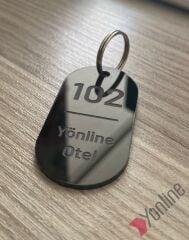 Minimal Parlak Siyah Otel Oda Anahtarlığı